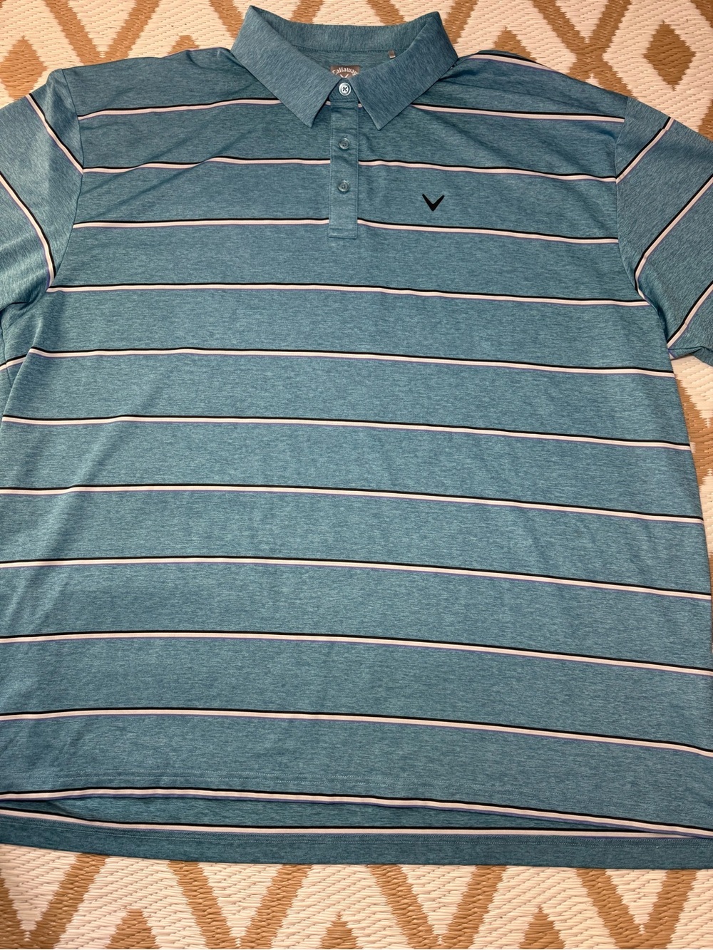 Callaway Teal Blue Striped Men’s Golf Polo